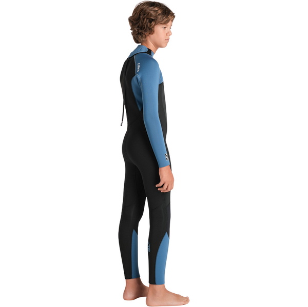 2026 C-Skins Junior Nuwave Legend 5/4/3mm Back Zip Wetsuit C-NLE54JBZ - Black / Steel Blue / Aqua